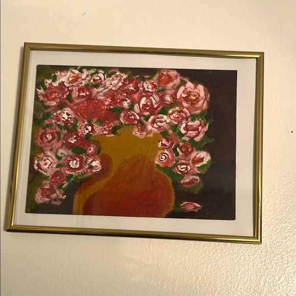 Impressionist Pink and Red Floral Painting